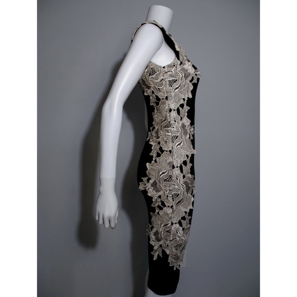 AX Paris Black Bodycon w/ Cream Lace Panel - Picture 11 of 16